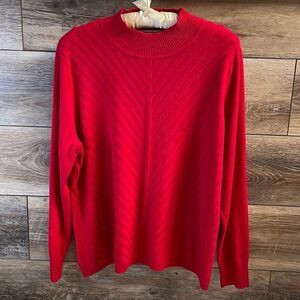 Allison Daley Ladies Petite Crew Neck Pullover Sweater, Size PL/G, Red
